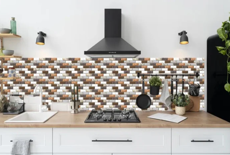 24pcs/set 3D Mosaic Design Self-Adhesive Waterproof Wall Sticker