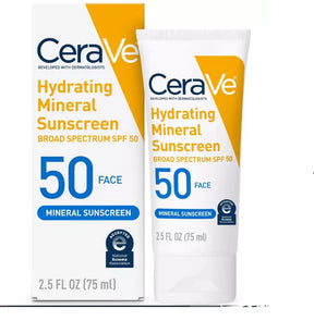 CeraVe Hydrating Mineral Face Sunscreen Lotion – SPF 50